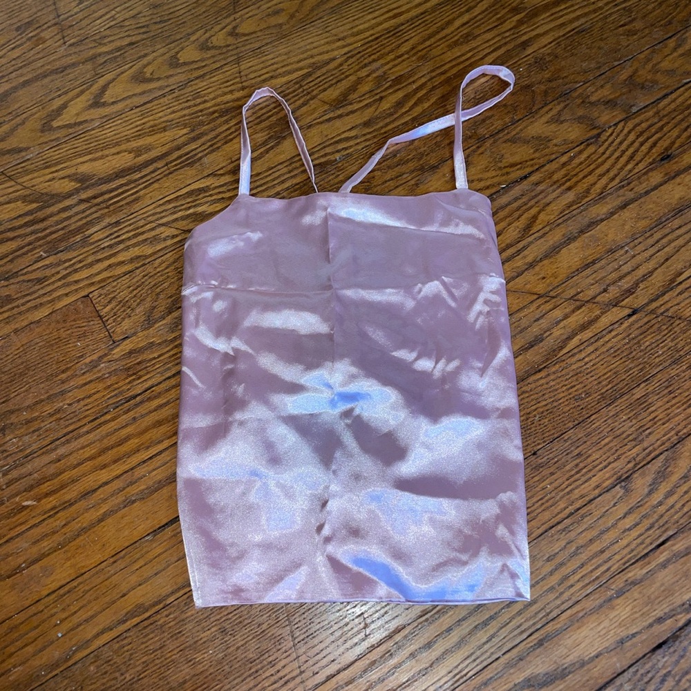 Pink satin crop top!